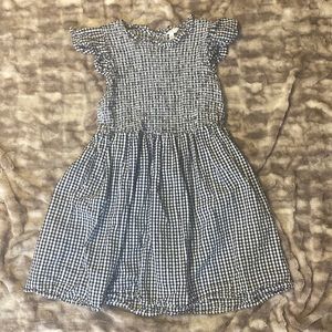 Smocked gingham print dress